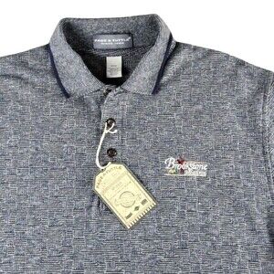 Page & Tuttle Polo Shirt Mens Medium Blue Geometric Knit Brookstone Golf Logo